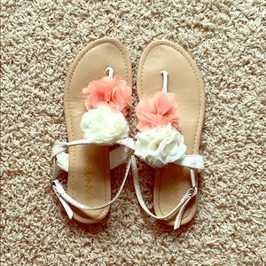 White and Pink Rose Flower Sandals